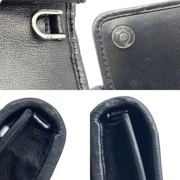 PRADA Diagram Shoulder Wallet Bag Black Leather Chain 1ZH044 - Picture 7 of 7